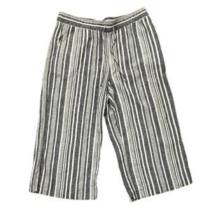 Banana Republic Striped Linen Blend Cropped Wide Leg Pants Womens Size Large